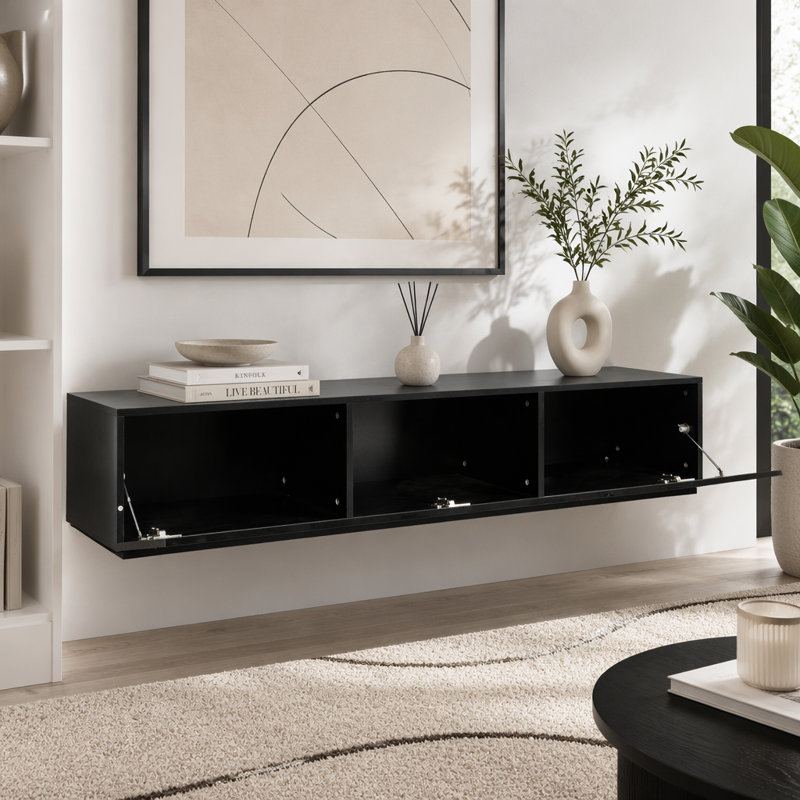 Meuble télé moderne flottant avec rangement, salon
