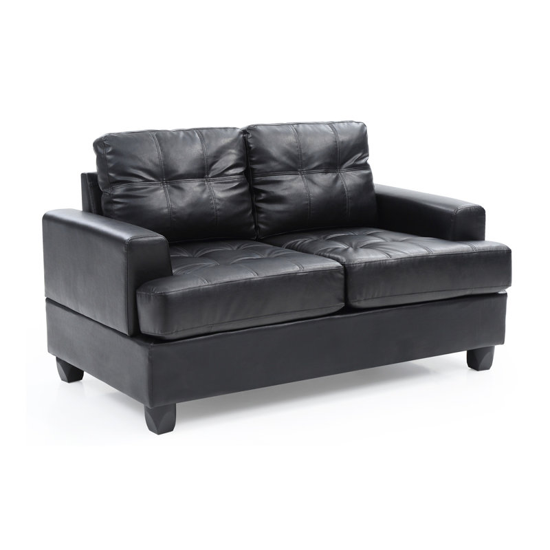 Stylish Transitional Black Loveseat For Two, Black
