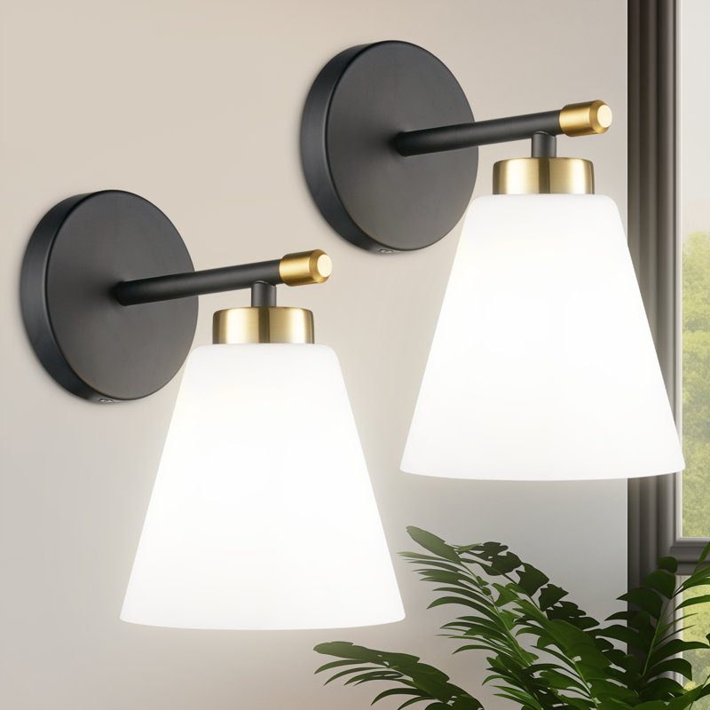 Appliques murales noires pour salle de bain, Or / noir mat, Blanc