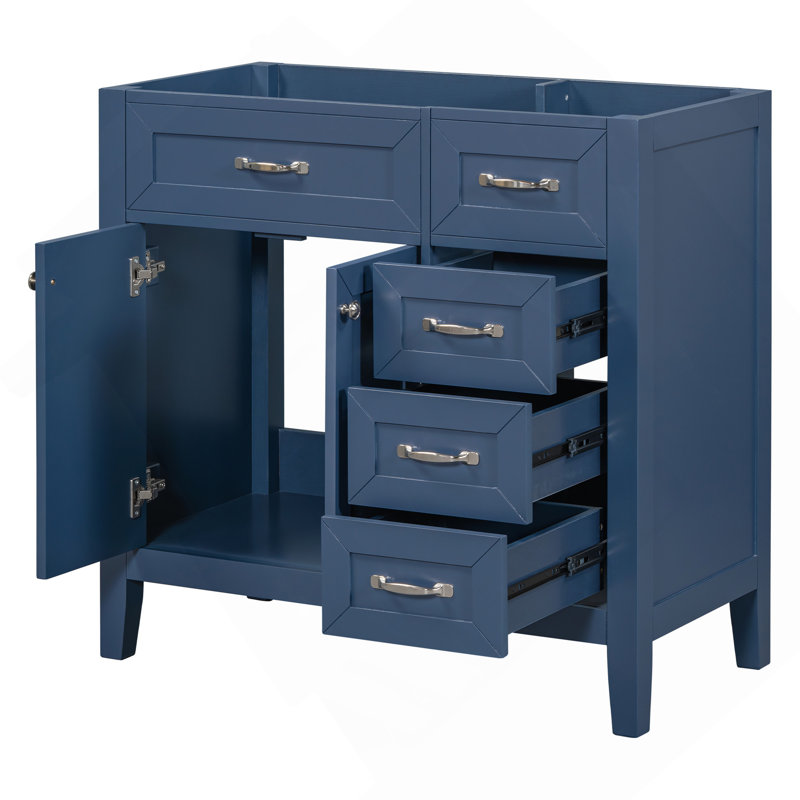 Meuble-lavabo 36 po sans lavabo, base d'armoire seulement, armoire de salle de bain avec tiroirs, structure solide et panneau de fibres à densité moyenne