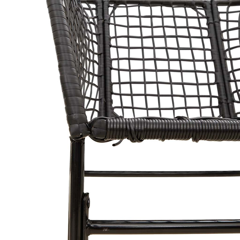 Patio Dining Set Poly Rattan Glass, Black, 29.1" H x 31.5" W x 31.5" L, 2