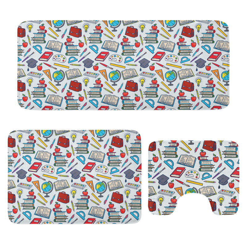  Multicolore ensemble de tapis en U et rectangulaires 3 pièces Science