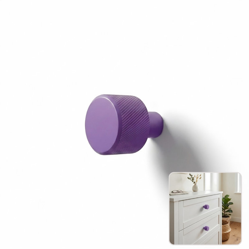 ROUS Hardware Mid Century Modern Knurled Knob, Royal (Purple)