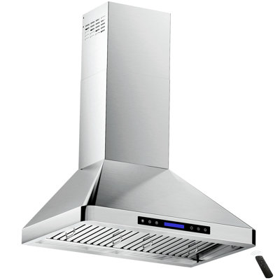 30 inch 900 CFM Convertible Wall Mount Range Hood 4 Speed Quiet Stainless Steel Remote and Touch Panel Control with LED Lights