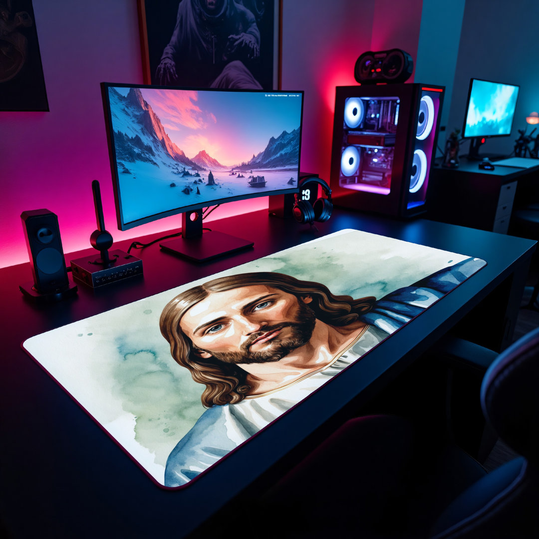 Jesus Christ Watercolor Desk Mat