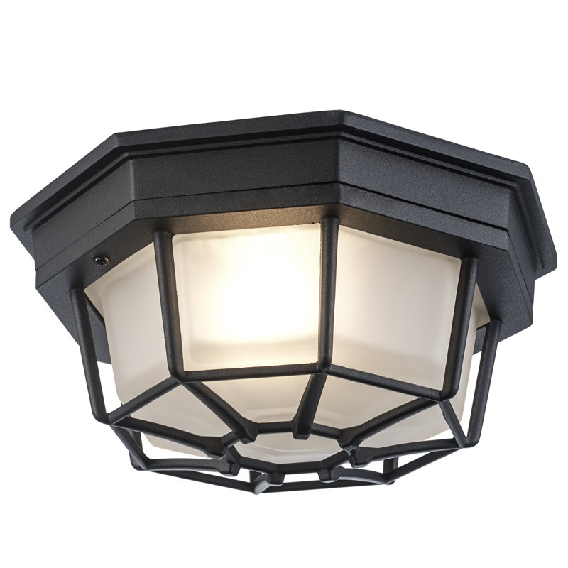 Plafonnier encastré d'extérieur à 1 ampoule Basham, Noir, H 4 po x l 9 po x P 11 po