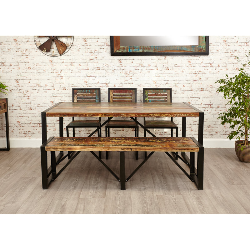 Arrowwood Solid Wood Top Metal Base Dining Table