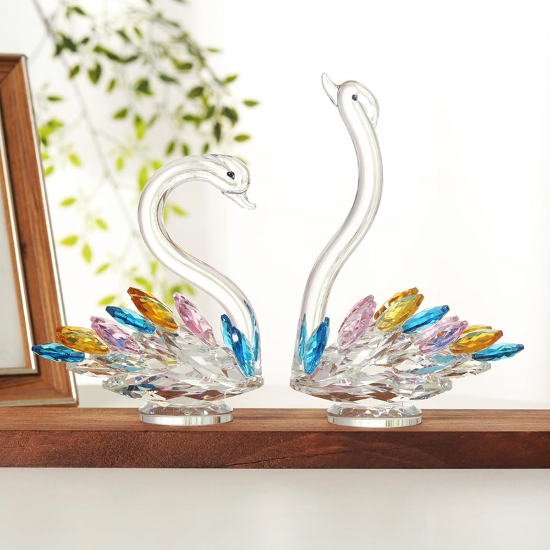 Ensemble de 2 figurines en cristal Swan