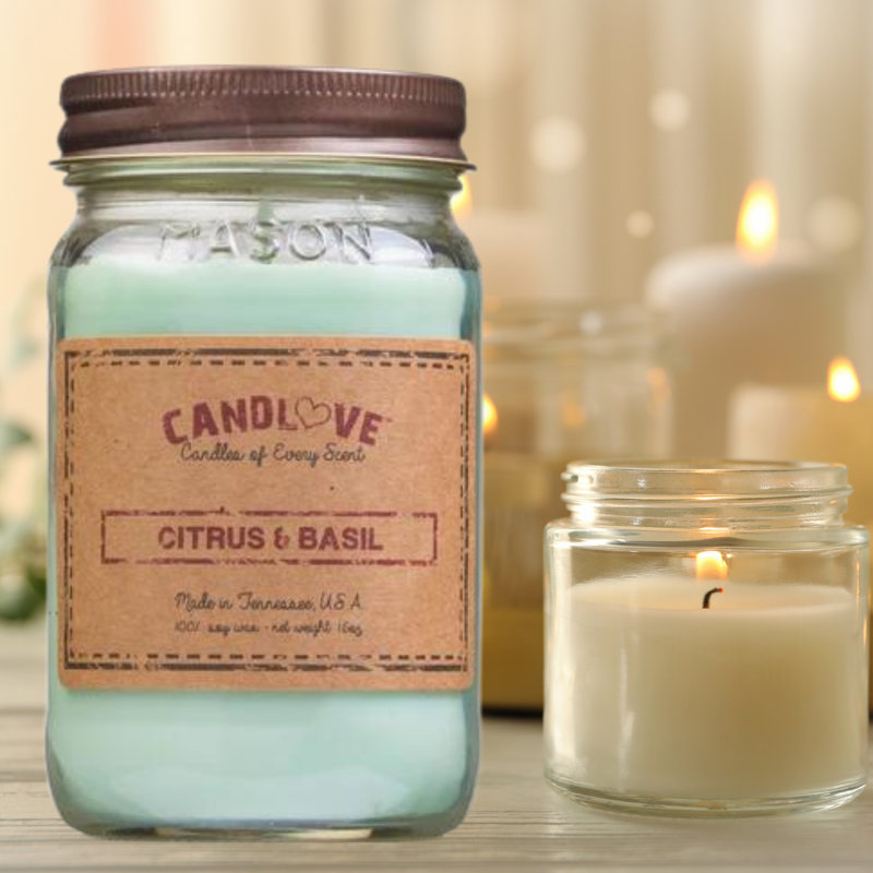 Citrus Scented Jar Candle with Glass Holder