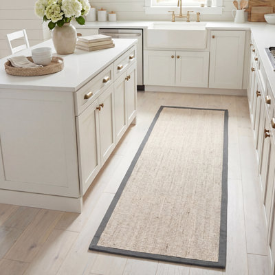 Dollard Solid Color Sisal Fiber Rug with Solid Color Latex