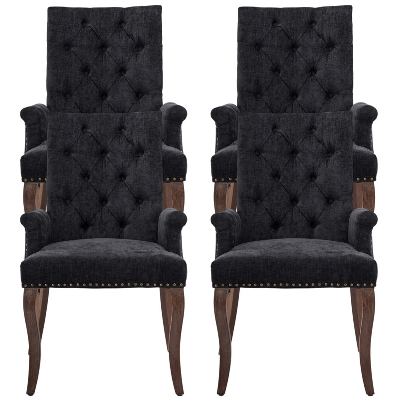 Chaises de salle à manger rembourrées Seita, 4, Noir