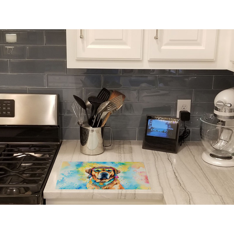 Mastiff Hippie Dawg Glass Cutting Board Large