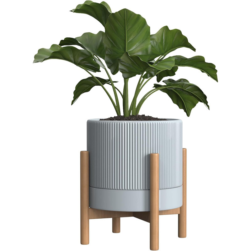 Pot 7,3 "en céramique avec trou de drainage et soucoupe