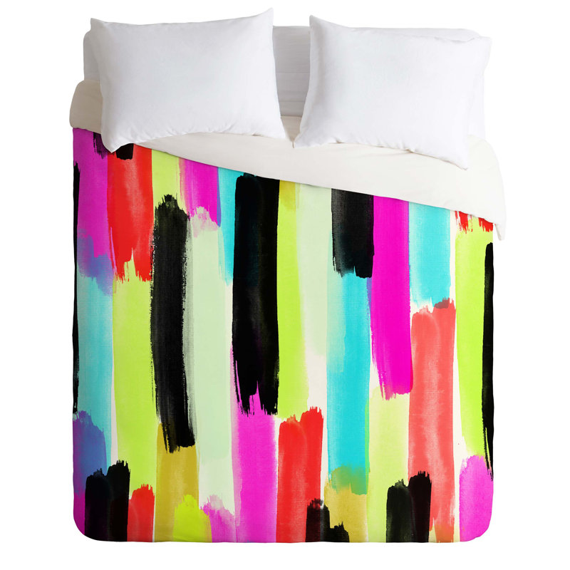 Rebecca Allen Polyester Abstract Duvet Cover, Queen Duvet Cover + 2 Standard Shams