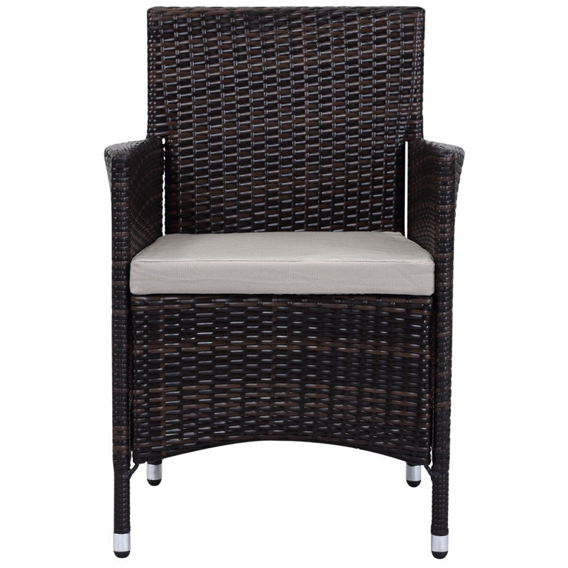 Chaise de patio avec coussin Astrid, Brun / Gris