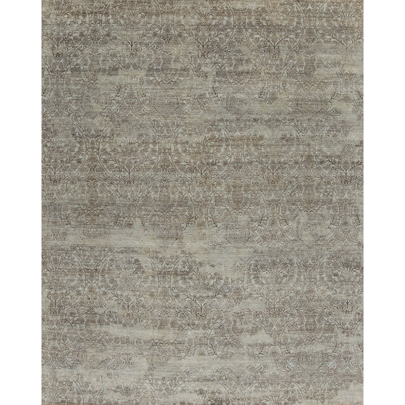 Manhattan Reserve Hand Knotted Damask Area Rug, Rectangle 8' x 10'