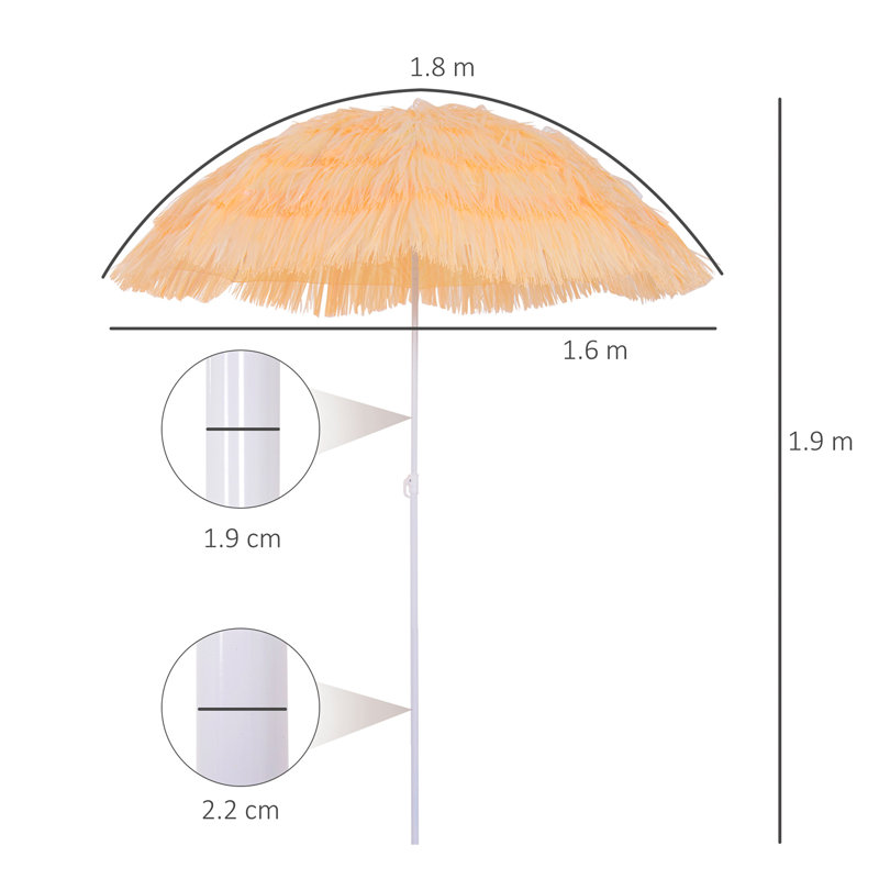 Brayam 160cm Tilt Beach Parasol, Yellow