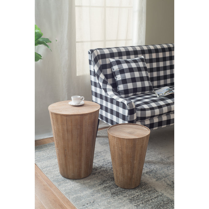 Josee Solid Wood Top End Table Set