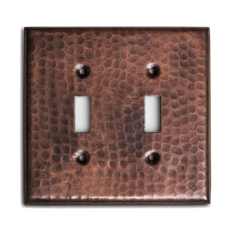 Hand Hammered Copper Double Toggle Switch Plate