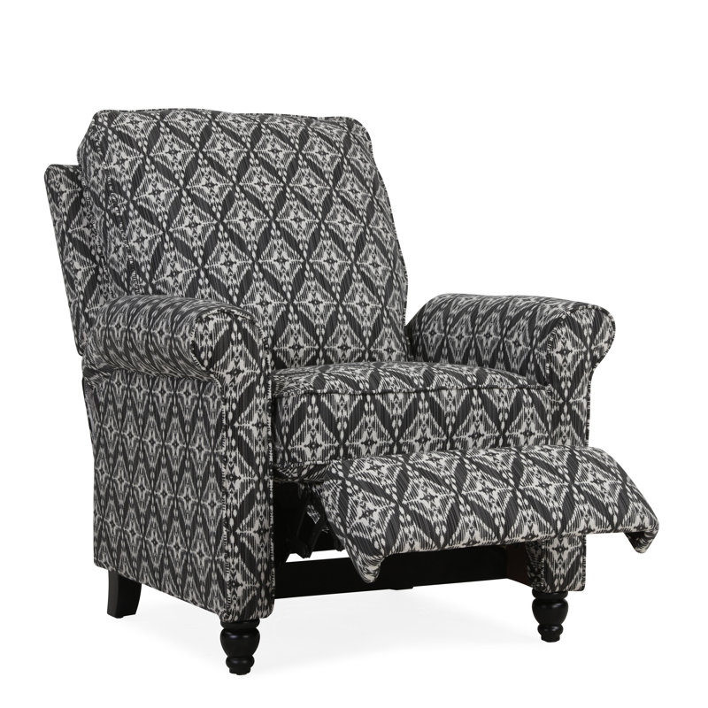 Leni Upholstered Recliner, Charcoal Grey Ikat