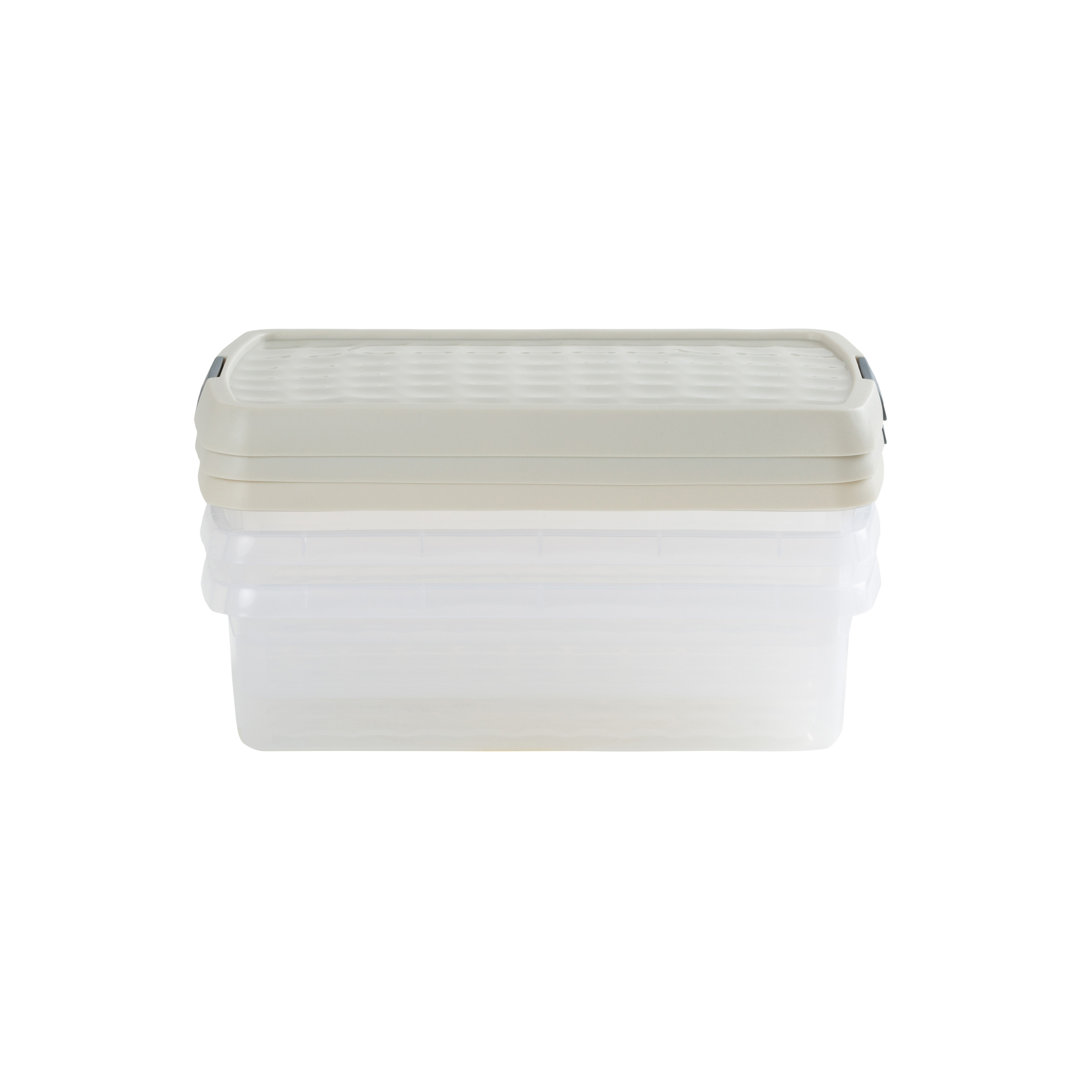 B&Q -  Clip 3 X 7L Rectangular Plastic Storage Boxes With Clip Lock Lids. Ideal For HomeOfficeToys & MoreClear/stone - Image 5