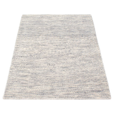 One Of A Kind Silk Shadow Grey 4'2" x 5'10"Area Rug