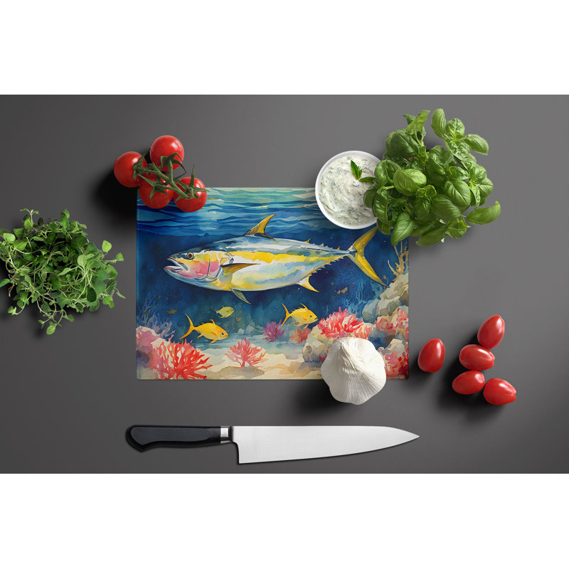 Yellowfin Tuna Glass Cutting Board Large