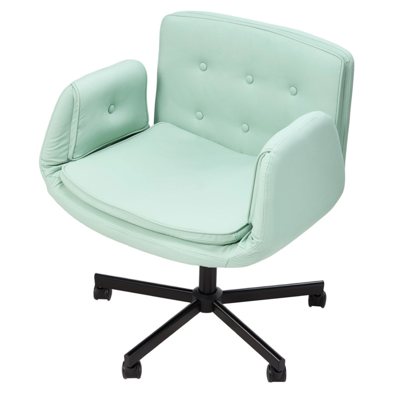 Office Chair with Adjustable Armrests and Wheels, 40 cm H, Green
