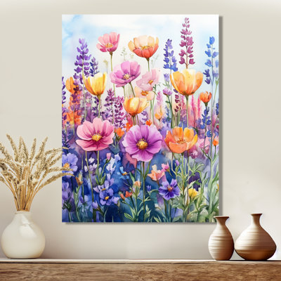 Art mural floral printanier, toile Meadow Bloom, fleurs sauvages printanières