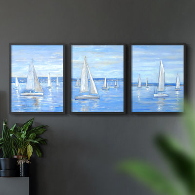 Sea and Shore  Series  X  -Set Of 3 Framed Giclee Prints -Ready to Hang