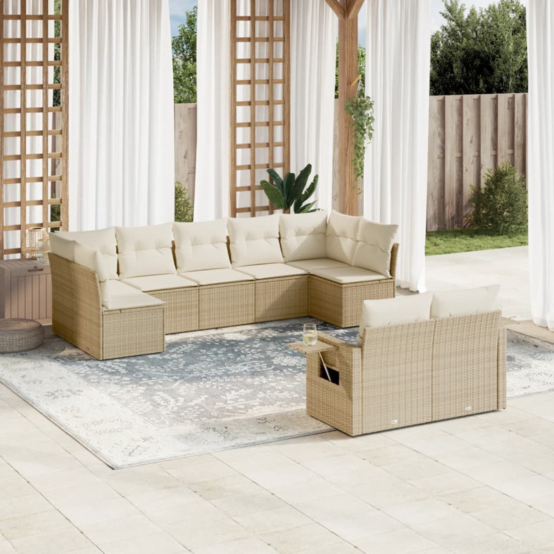 Ensemble de canapé de jardin en rotin PE beige, acier thermolaqué Vidaxl