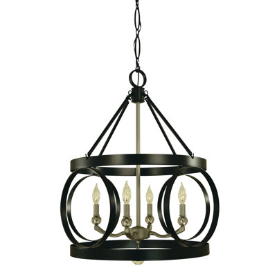 Lustre en roue de chariot à 4 lumières de style bougie