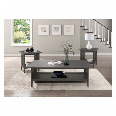 Ensemble de tables basses avec plateau en bois de style classique