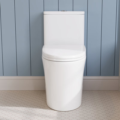 DeerValley One Piece Rimless Bowl Toilet, Elongated Dual Flush Standard White Toilet With Comfort Seat Height(Seat Included)