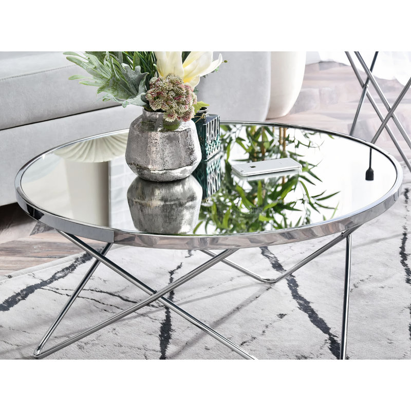 Ailynn Abstract Coffee Table, Chrome, Chrome