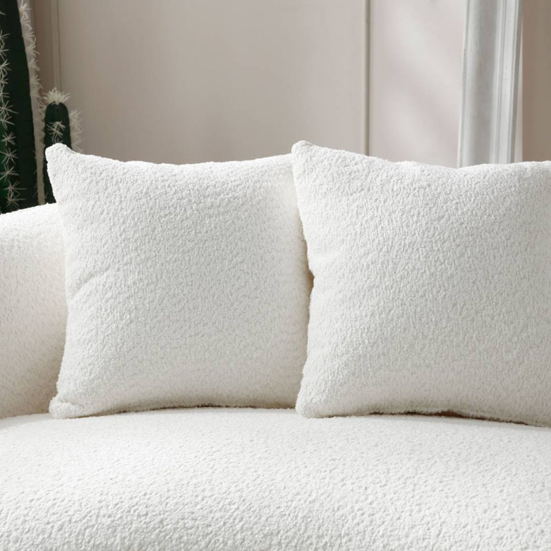 Boneless 102'' 5-Seater Boucle Sofa Modern Sectional Half Moon Leisure Couch Curved Sofa Teddy Fleece Velet WHITE