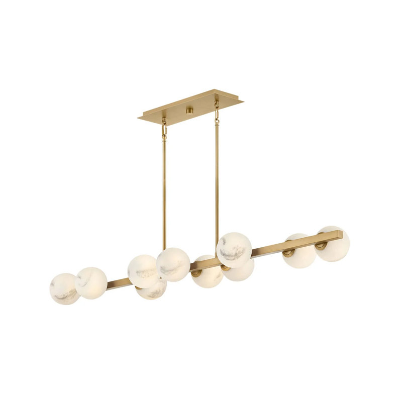 Fredrick Ramond Selene Ten-Light Linear Chandelier w/ Swirled Glass Globes