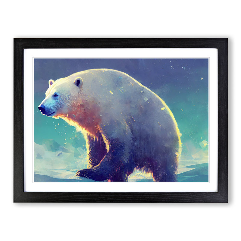 Polar Bear 1 Piece Single Picture Frame Wall Art, 46cm H x 64cm W x 2cm D, Black