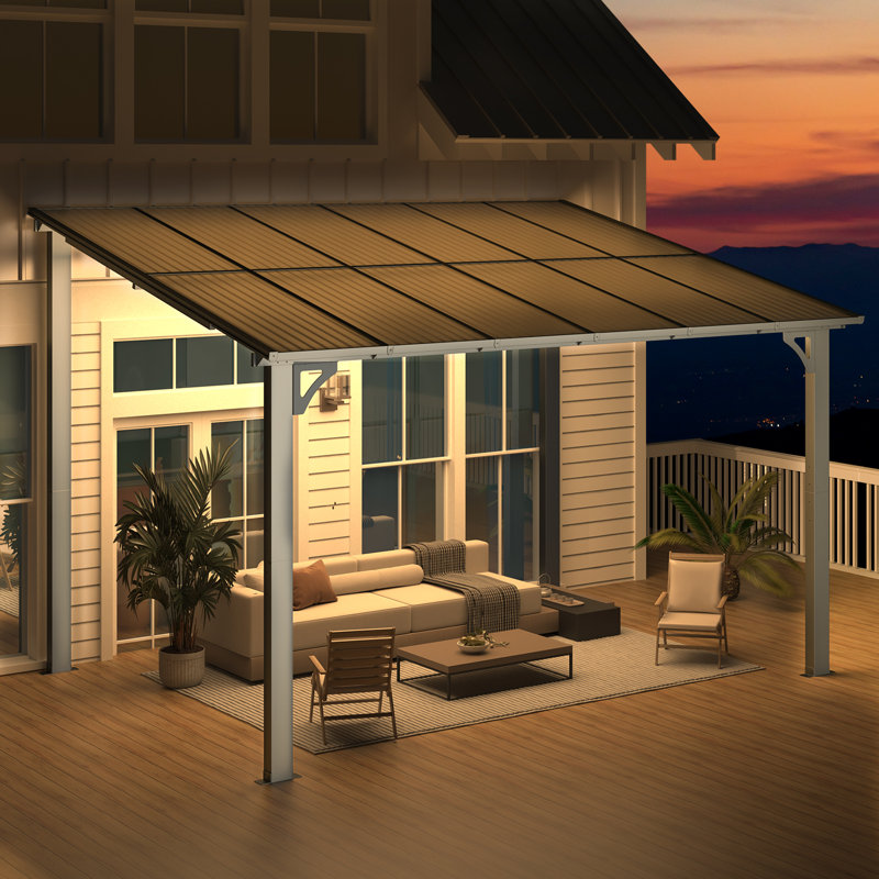 Aluminum Pergola with Canopy, 365.76cm x 243.84cm, Black