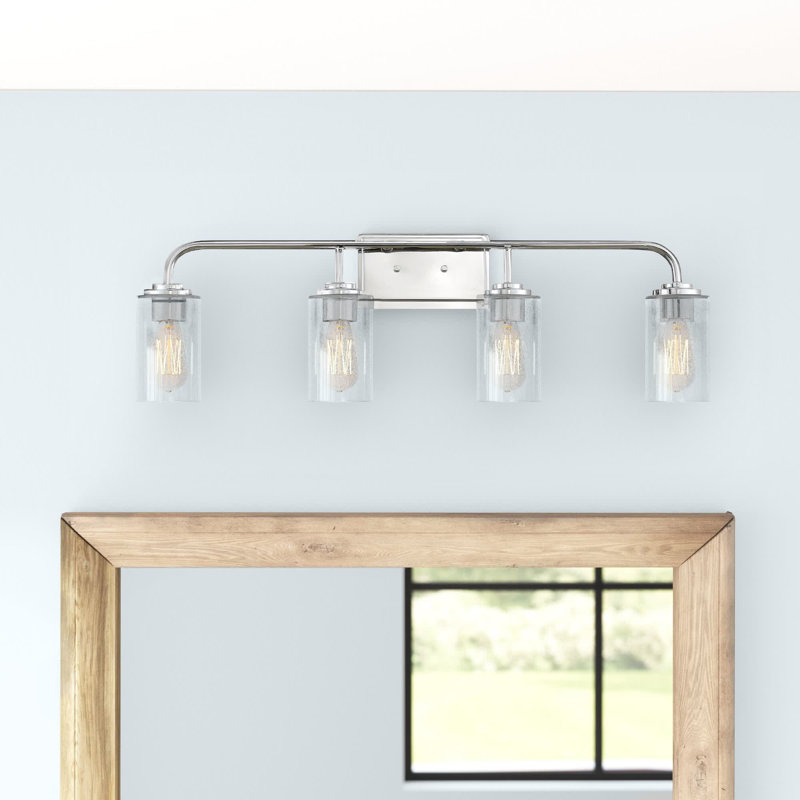 Cam Dimmable Vanity Light, Matte Black, 4 Lights, 32" Width