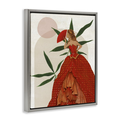  Modern Ball Gown Woman Framed Floater Canvas Wall Art by Janet Tava