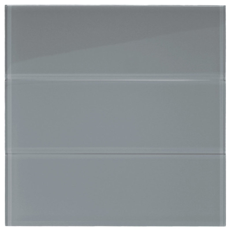 Carrelage mosaïque en verre 4 "x 12" gris nickel pour dosseret, douche, murs à envers en filet, 1 pied carré