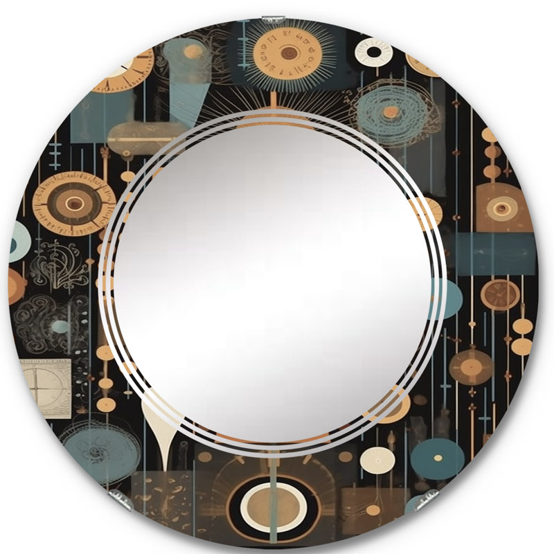 Laverham - Miroir mural rond moderne, 24 po x 24 po