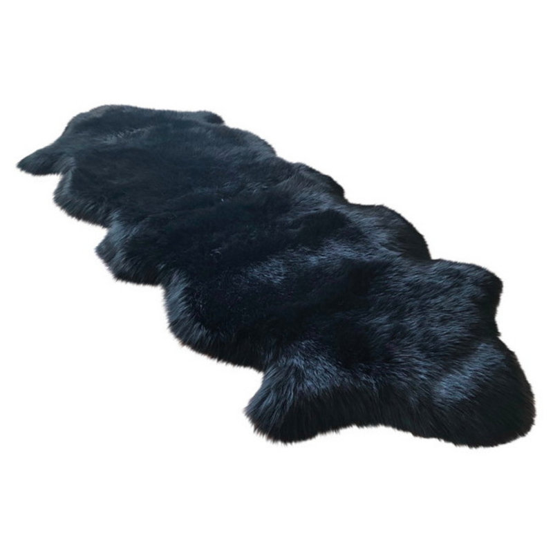 Tapis noir en peau de mouton Amaranta, Nouveauté 2 pi x 5 pi 5 po