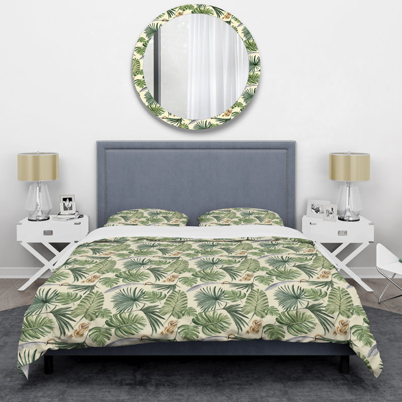 Tropical Pirate Jungle Leaves - Ensemble de housse de couette à motif floral - Microfibre de polyester