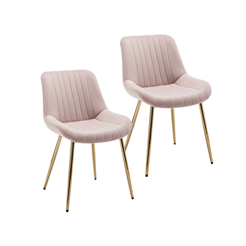 47cm H Velvet Upholstered Upholstered Back Side Chair, Pink