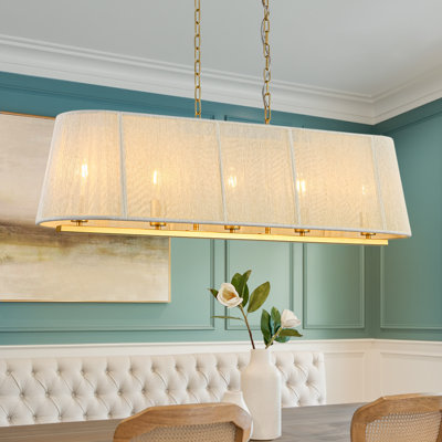 5 - Light Linear Boho Cotton Woven Island Chandelier