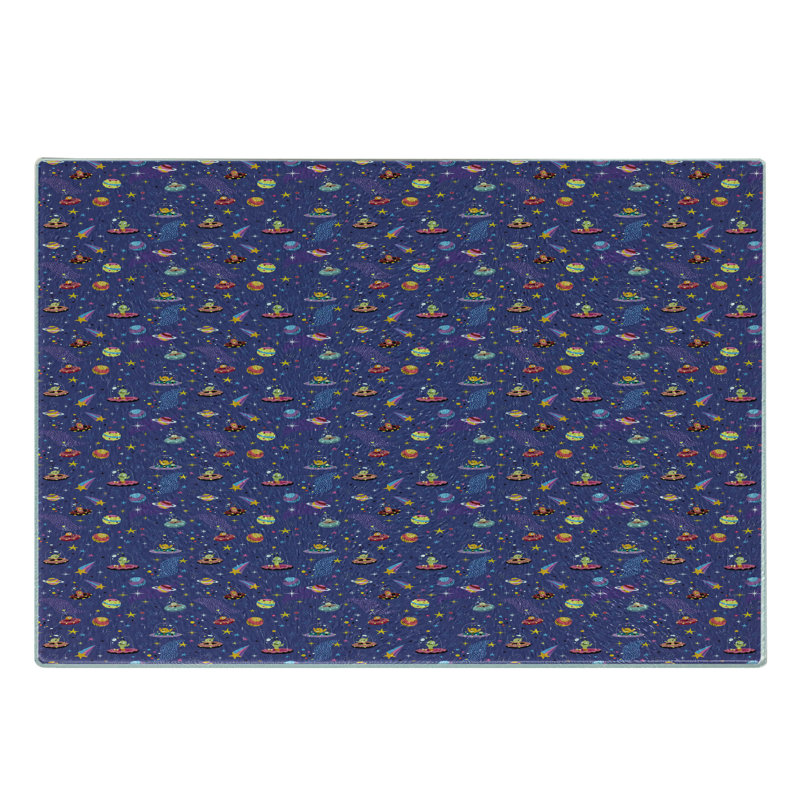 Ambesonne Alien Tempered Glass Cutting Board Space Characters Galaxy Multicolor