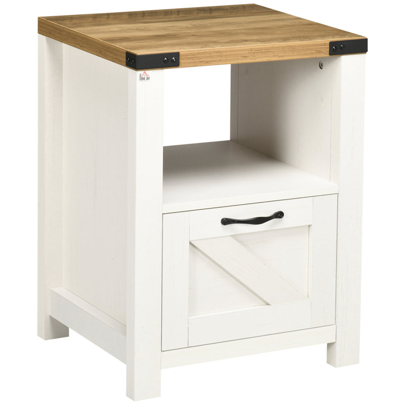 Table de bout avec rangement Christchurch, Blanc, Brun