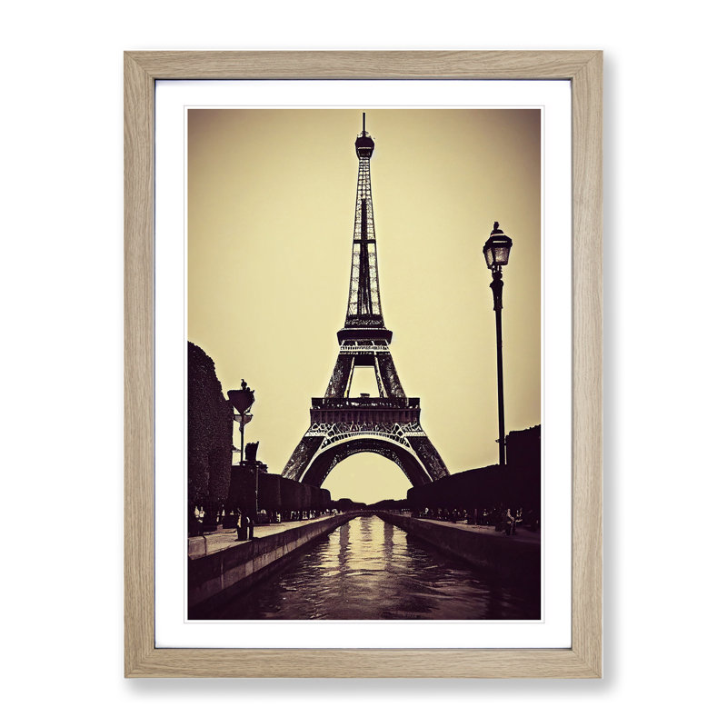 XV1022-4710X Towards The Eiffel Tower - Wall Art, 36cm H x 27cm W, Oak Framed Paper, White